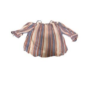 IZ Byer Striped‎ Off Shoulder Button Up Blouse Top Size M